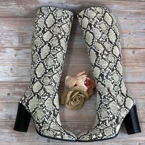 Kenneth Cole New York Womens Snakeskin Justin Knee-High Boots